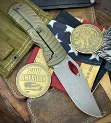 McNees Knives Dixon Full Ti Atomic Green/Bronze Shockwave Ti with 3.75" Magnacut Stonewashed Blade and Stonewashed Hardware - USA MB