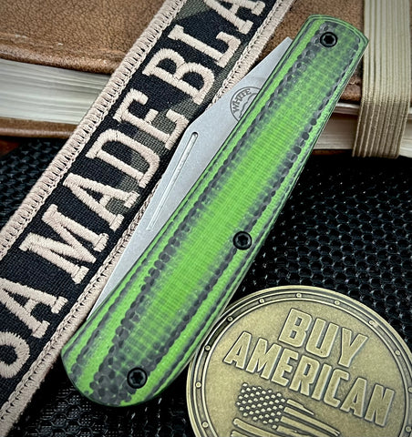 White River Knives Trailhead Trapper Slip Joint with S35VN Steel and Green G10 and Carbon Fiber Handles