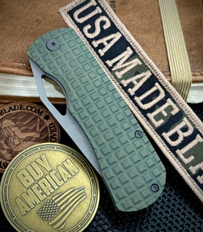 McNees Knives Little Dixon Atomic Green/Bronze Frag Ti with 3.25" Magnacut Stonewashed Blade and Stonewashed Ti Hardware