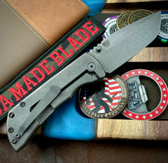 McNees Knives Mac-2 3.5" Green Micarta with Smooth Atomic Ti Lockside Stonewashed Magnacut Blade (Gen 2)