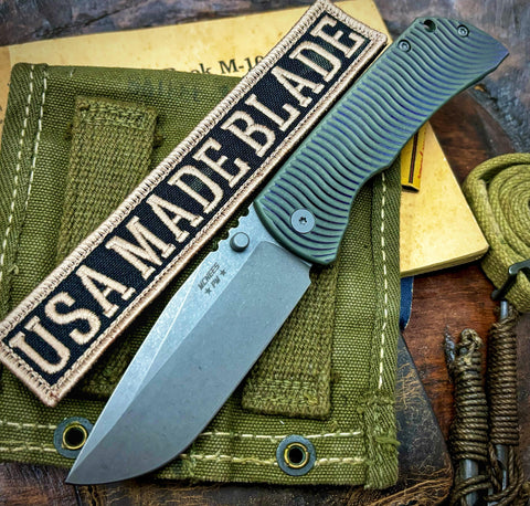 Swerve Pattern McNees Knives Mac-2 3.5" Atomic Two Tone Green and Purple Ti Stonewashed Magnacut Blade (Gen 2)