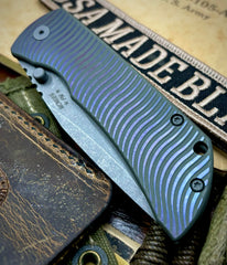 Swerve Pattern McNees Knives Mac-2 3.5" Atomic Two Tone Green and Purple Ti Stonewashed Magnacut Blade (Gen 2)