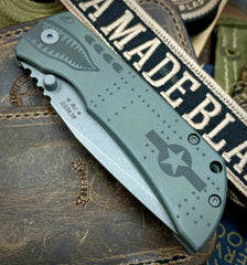 McNees Knives Mac-2 3.5" Tanto Green Tiger Bomb Ti Magnacut Blade (Gen 2)