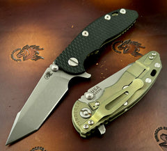 Battle Green Hinderer XM-18 3.0" Harpoon Tanto Black G10 Working Finish S45VN Blade