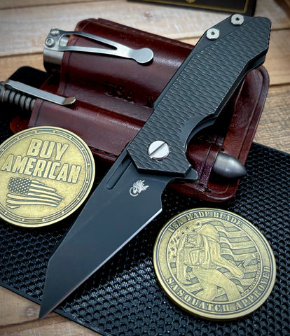 Wharnie Hinderer Half Track Gen 2 Full Ti Battle Black Handles with Battle Black Magnacut Blade - USA MB