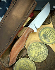 Koenig HELO Fixed Blade with Magnacut Steel Natural Micarta and Leather Sheath - USA MB