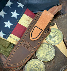 Koenig HELO Fixed Blade with Magnacut Steel Natural Micarta and Leather Sheath - USA MB