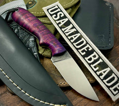 T.M. Hunt Custom Knives Hedgehog with Purple Curly Maple Handle O1