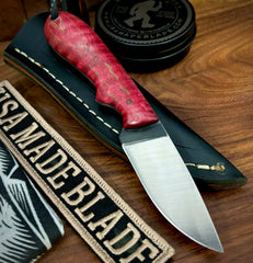 T.M. Hunt Custom Knives Hedgehog with Red Curly Maple Handle O1