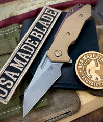 High Res Battle Purple Wharnie Hinderer Half Track Gen 2 Coyote G10 Anodized Working Finish Ti with Working Finish Magnacut Blade and Bronzed Out HW