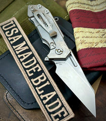 Wharnie Hinderer Half Track Gen 2 Textured Ti Stonewashed Presentation Side, Smooth Ti Lockside Magnacut Stonewashed Blade
