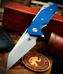 Wharnie Hinderer Half Track Gen 2 Blue/Black G10 Stonewashed Ti Magnacut