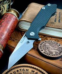 Wharnie Hinderer Half Track Gen 2 Full Textured Battle Black Handles with Stonewashed Magnacut Blade