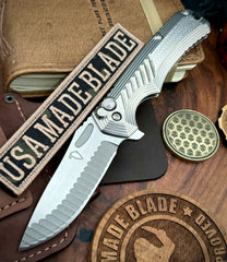 Freeman 451 Button Lock Flipper Full Ti Studio 451 Inline Milled with Magnacut Blade - USA MB