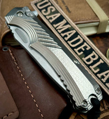 Freeman 451 Button Lock Flipper Full Ti Studio 451 Inline Milled with Magnacut Blade - USA MB