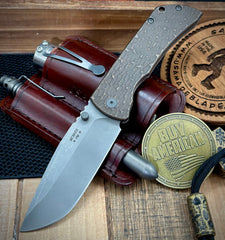 Jigged Pattern McNees Knives Mac-2 3.5" Bronze Atomic Ti Magnacut Stonewashed Blade (Gen 2)