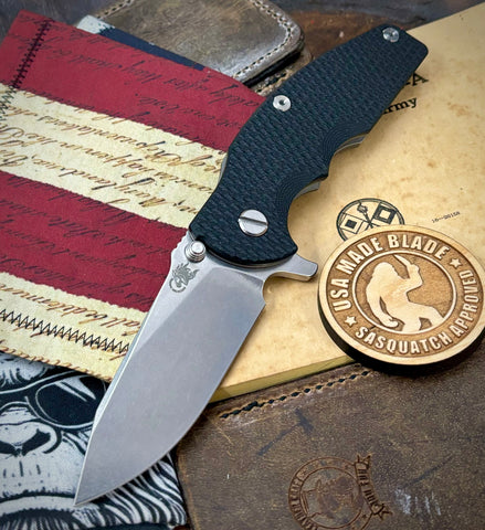 Hinderer Jurassic Slicer Black G10 Working Finish Ti Magnacut Stonewashed Blade - USA MB