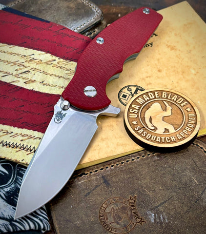 Hinderer Jurassic Slicer Red G10 Working Finish Ti Magnacut Stonewashed Blade - USA MB