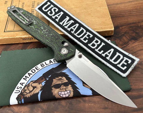 Tactile Knife Company Maverick with Magnacut Blade, Jungle Wear Fat Carbon Handles and Crossbar Lock - USA MB
