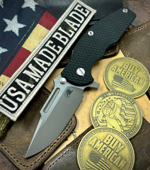 Hinderer Jurassic Clip Point Black G10 Working Finish Ti Magnacut Working Finish Blade - USA MB