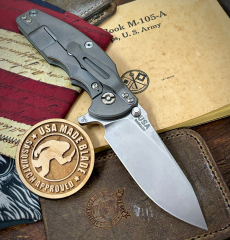 Hinderer Jurassic Slicer Red G10 Working Finish Ti Magnacut Stonewashed Blade - USA MB