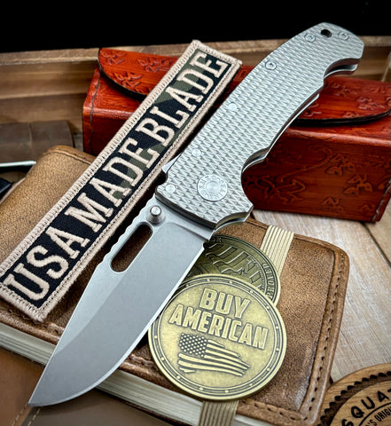 Demko Knives AD20 Slim Clip Point Textured Ti  in Magnacut K1 - USA MB
