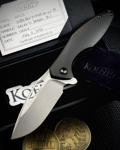 Arius Exclusive Flipper Black DLC Ti SW Polished Flats M390 - USA MB