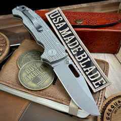 Demko Knives AD20 Slim Clip Point Textured Ti  in Magnacut K1 - USA MB