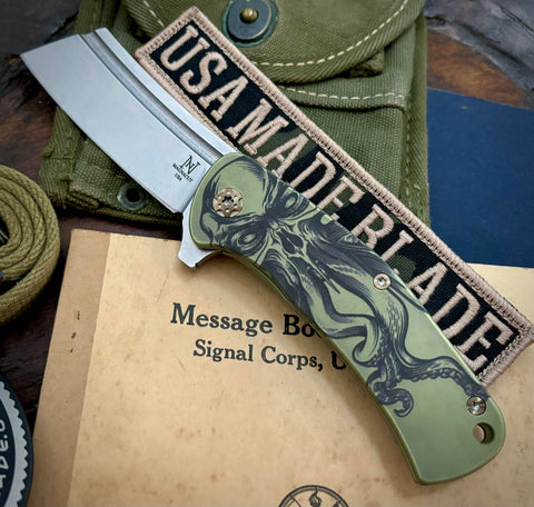 Nicholas Nichols Dreadnought Folder Full Ti (Magnacut) Shipwrecked Green Kraken Bronzed Out HW