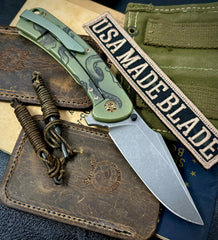 Shipwreck Greeen Kraken Nicholas Nichols 3.5" Guppy Folder Full Smooth Ti with Magnacut Blade Bronzed Out Ti Hardware