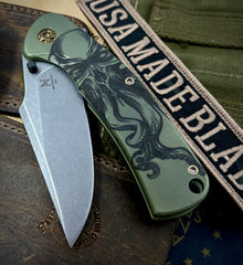 Shipwreck Greeen Kraken Nicholas Nichols 3.5" Guppy Folder Full Smooth Ti with Magnacut Blade Bronzed Out Ti Hardware