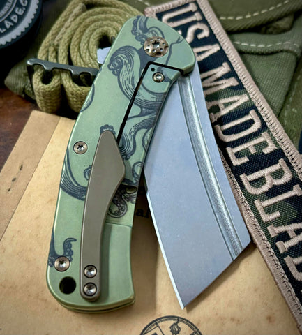 Nicholas Nichols Dreadnought Folder Full Ti (Magnacut) Shipwrecked Green Kraken Bronzed Out HW