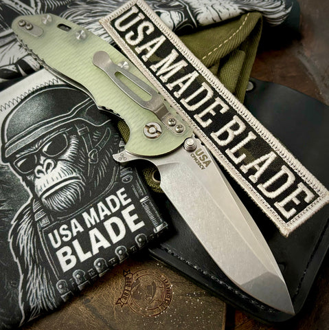 Hinderer XM-18 3.5 Liner Lock Spanto Stonewashed Ti Liners Translucent Green G10 Stonewashed 20CV Blade
