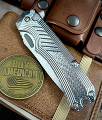 Freeman 451 Button Lock Flipper Full Ti Studio 451 Inline Milled with Magnacut Blade 2.0