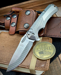 Freeman 451 Button Lock Flipper Full Ti Studio 451 Inline Milled with Magnacut Blade 2.0