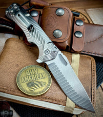 Freeman 451 Button Lock Flipper Full Ti Studio 451 Inline Milled with Magnacut Blade 2.0