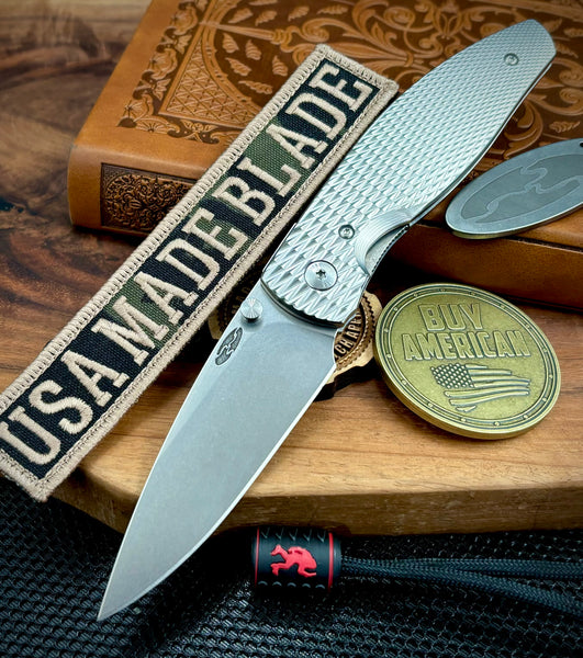 Three Rivers Manufacturing (TRM) Atom Liner Lock with 3D Lizard Skin Titanium and Magnacut Steel