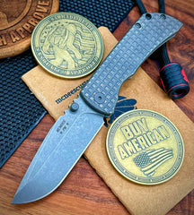 McNees Knives Mac-2 3.0" (GEN-2) Atomic Stonewashed Frag Ti Stonewashed Magnacut Hollow Ground Blade Stonewashed Ti Hardware - USA MB