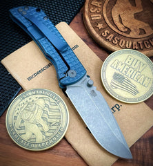 McNees Knives Mac-2 3.0" (GEN-2) Atomic Blue Frag Ti Stonewashed Magnacut Hollow Ground Blade Stonewashed Ti Hardware - USA MB