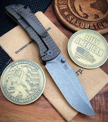 McNees Knives Mac-2 3.0" (GEN-2) Atomic Bronze Frag Ti Stonewashed Magnacut Hollow Ground Blade Stonewashed Ti Hardware - USA MB