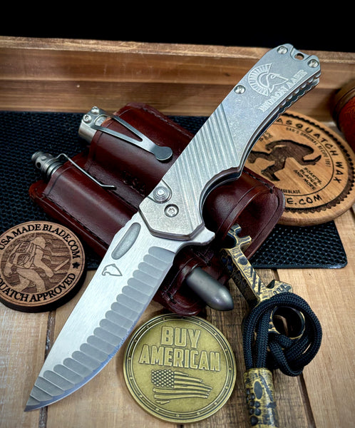 Freeman 451 Button Lock Flipper Molan Labe Stonewashed Ti Magnacut Blade 2.0