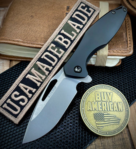 Koenig Mini Arius Exclusive Flipper Black DLC Ti SW Polished Flats M390 Blade