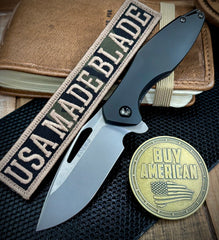 Koenig Mini Arius Exclusive Flipper Black DLC Ti SW Polished Flats M390 Blade