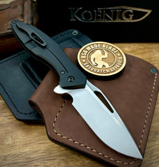 Koenig Mini Arius Exclusive Flipper Black DLC Ti SW Polished Flats M390 Blade