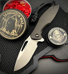 Koenig Mini Arius Exclusive Flipper Black DLC Ti SW Polished Flats M390 Blade - USA MB
