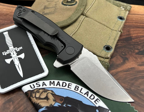 Les George Knives ESV Flipper Black DLC Morph Ti and S45VN Blade EXCLUSIVE - USA MB