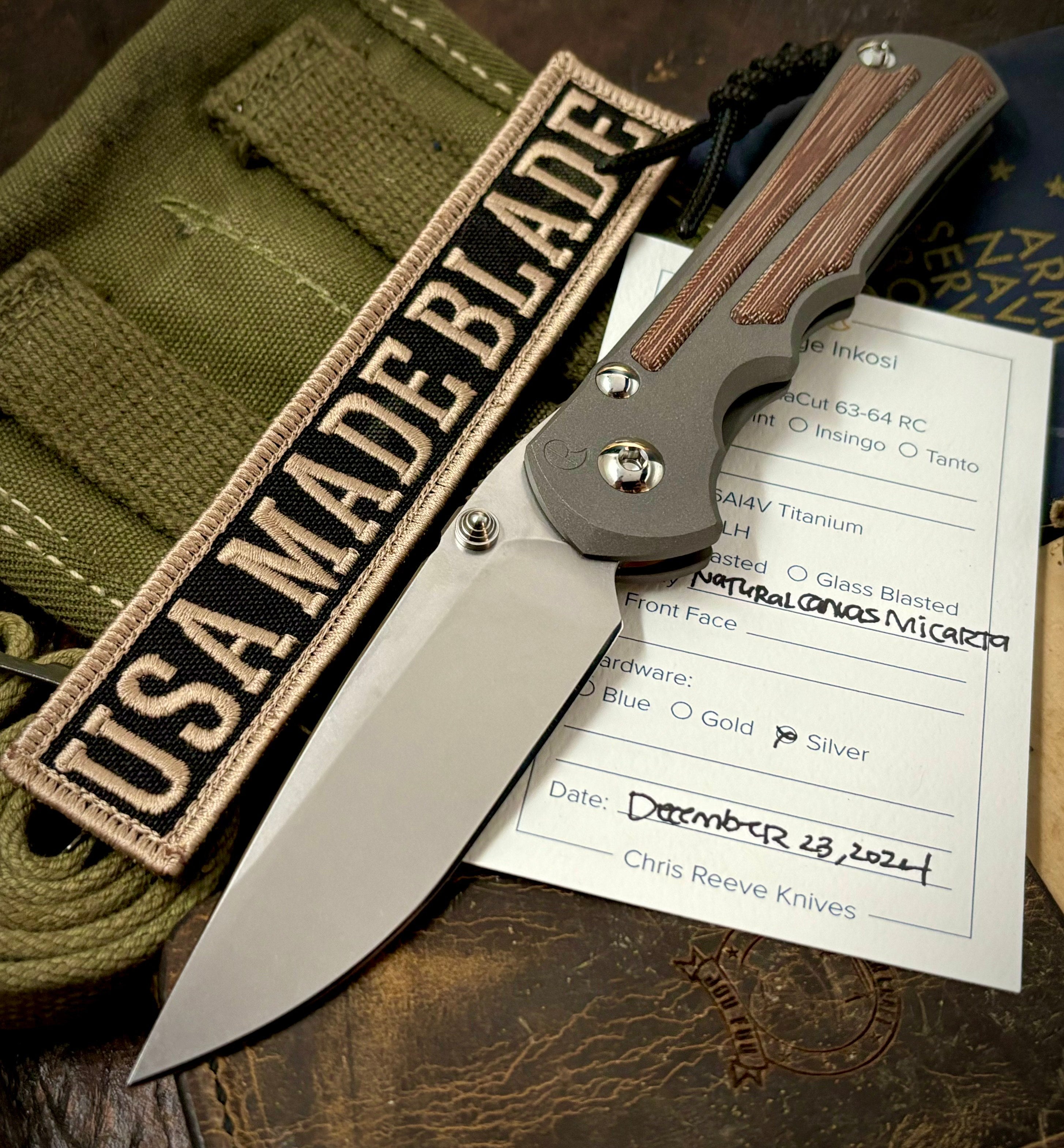 Chris Reeve Large Inkosi with Natural Micarta Inlay 12/19/2024 Magnacut - USA MB