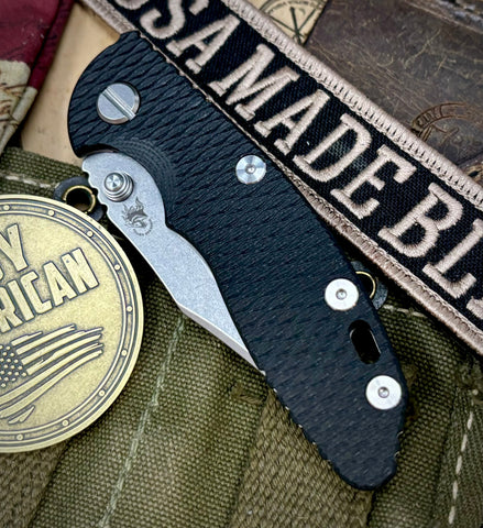Hinderer XM-18 3.0" Bowie Non-Flipper Black G10 Working Finish Ti with Stonewashed 20CV Blade - USA MB