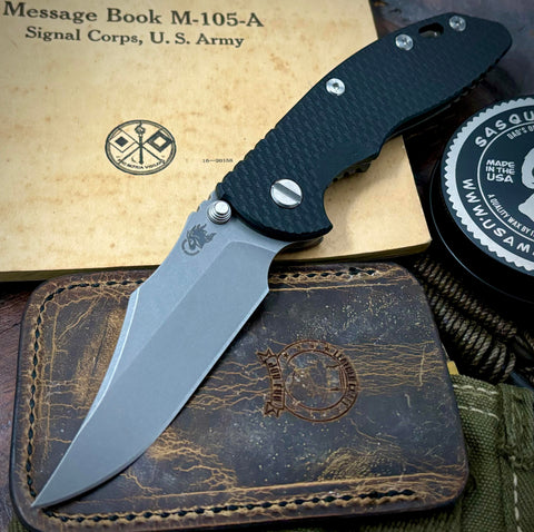 Hinderer XM-18 3.5 Non Flipper Bowie Battle Bronze Ti Black G10 Working Finish S45VN Blade