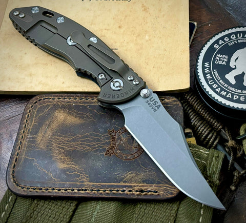 Hinderer XM-18 3.5 Non Flipper Bowie Battle Bronze Ti Black G10 Working Finish S45VN Blade